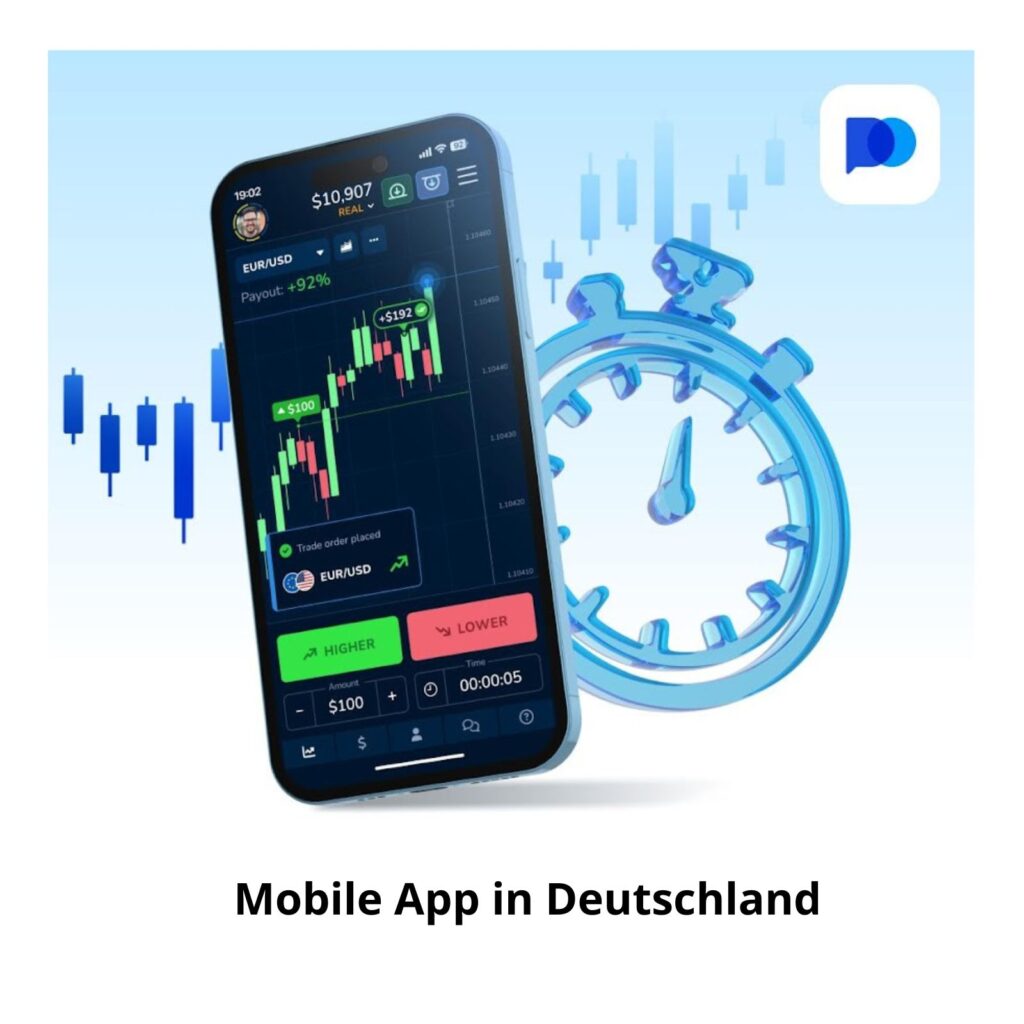 Anmeldung bei Pocket Option über die mobile App in Deutschland.